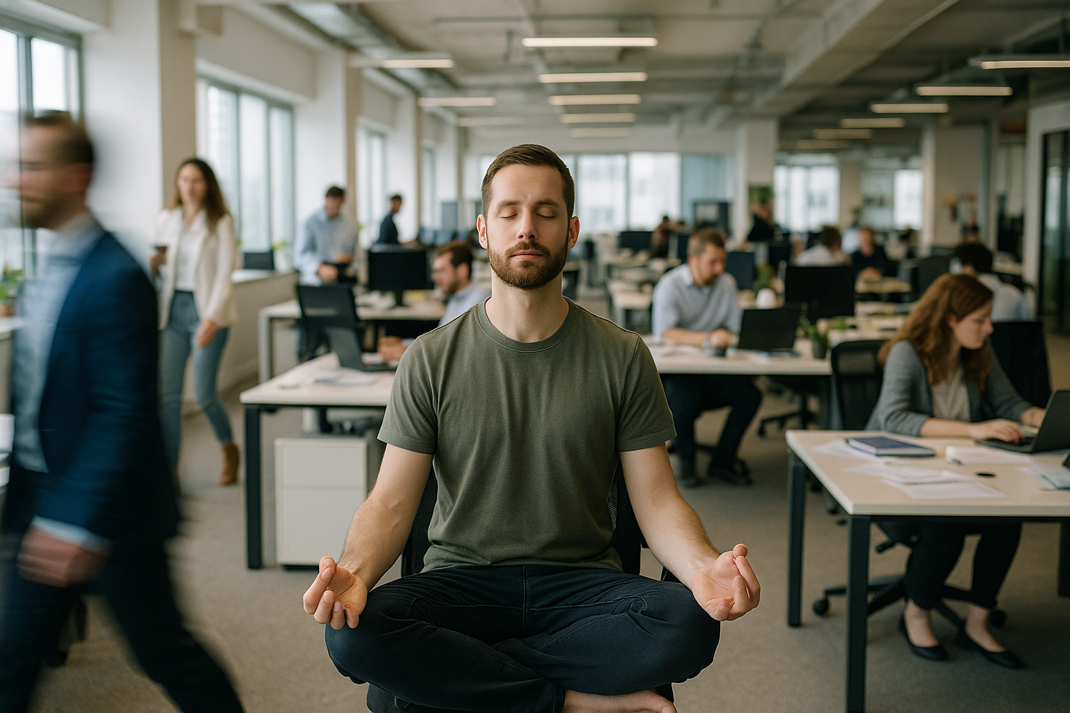 Un manager zen au milieu d’un open space animé Pas besoin de tout contrôler pour bien manager